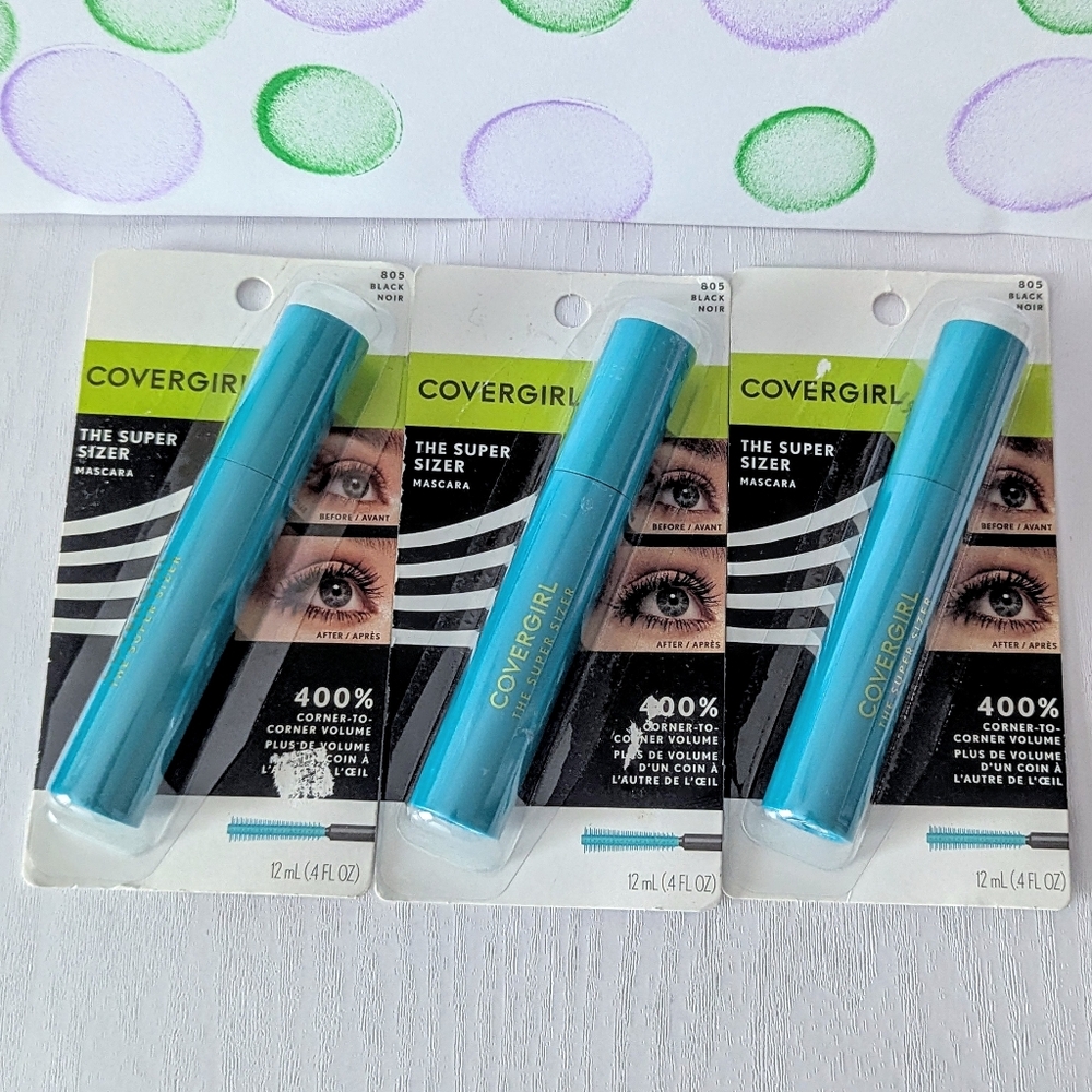 COVERGIRL The Super Sizer Lengthening Mascara 805 Black 0.44 fl oz (LOT OF 3) - Picture 7 of 7